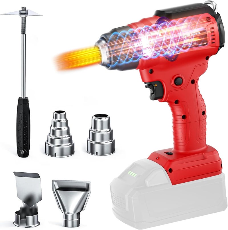 Samvinor Cordless Heat Gun for Milwaukee 18V Battery, 350W 1022°F (550°C) Soldering Heat Gun, Variable Temperature Control Hot Air Gun Kit with 4 Nozzles and Scraper, for Shrink Tubing, PVC Wrap(NO Battery) - Image 1